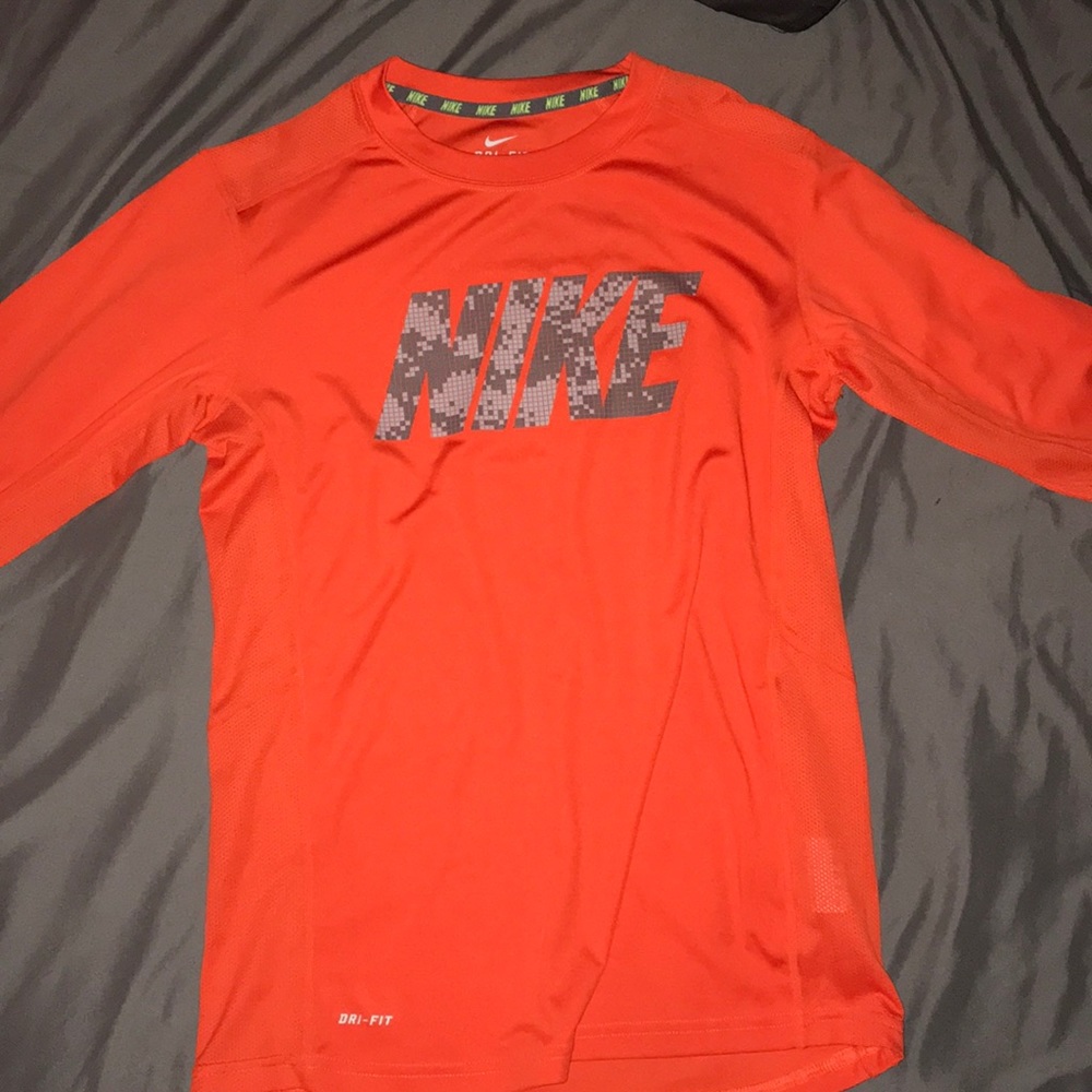 Orange Nike graphic dri-fit long sleeve